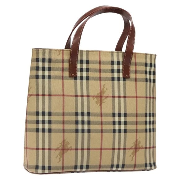 BURBERRY Nova Check Hand Bag PVC Beige Gold - Picture 1 of 16